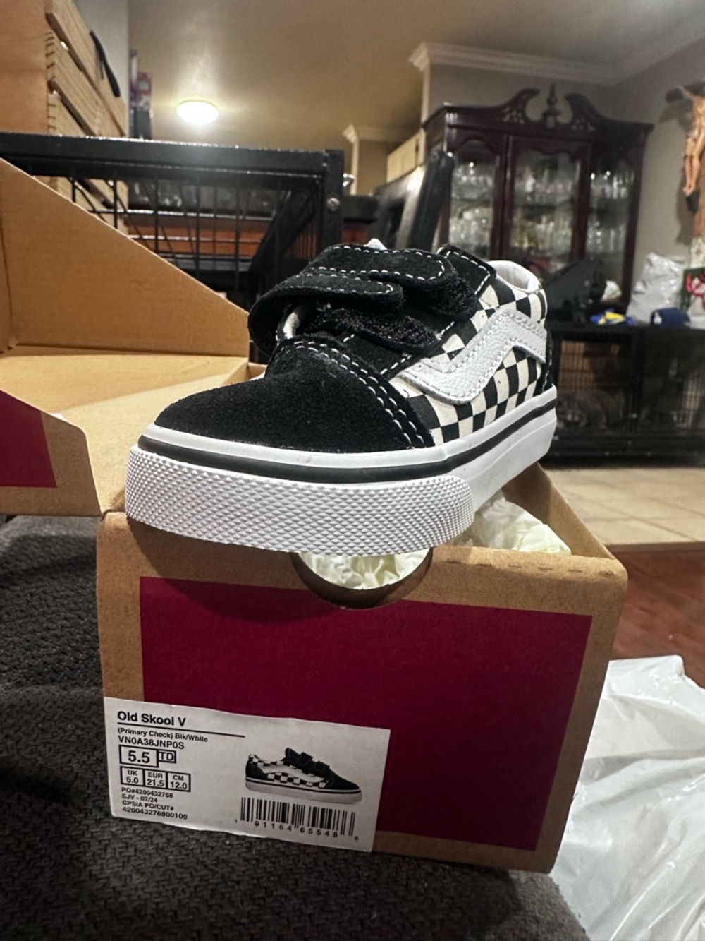Vans Kids Checkerboard Old Skool V - Black & White